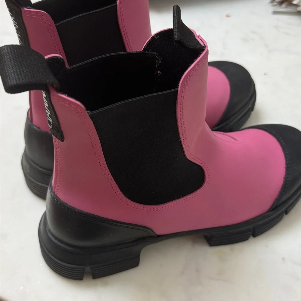 Ganni Women Retro City Pink Black Rubber Chelsea Boots